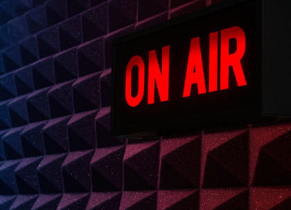 On air sign in radio studio